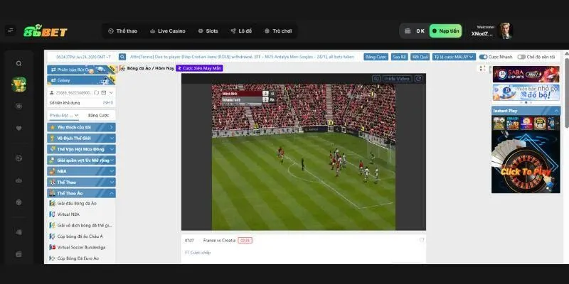 Tổng quan sảnh thể thao WBET 86bet